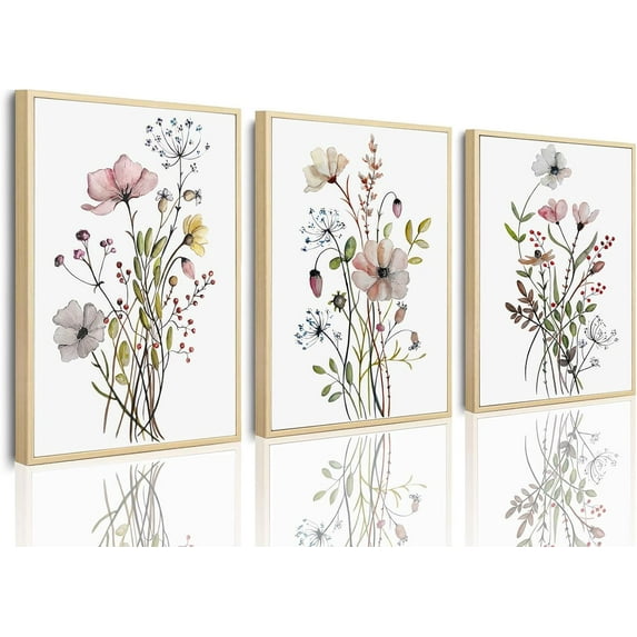Hieng Wildflower Wall Art Colorful Botanical Floral Poster Canvas Prints Minimalist Watercolor Flower Pictures Vintage Farmhouse Decor Painting Bedroom Bathroom Living Room Unframed