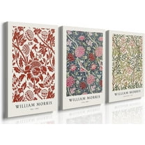 Hieng William Morris Animal Wall Art Set of 3 Fox Rabbit Owl Canvas Posters Prints Forest Wild Animal Pictures Paintings Gothic Botanical Floral Wall Decor for Bedroom Dark Academia Decor Unframed