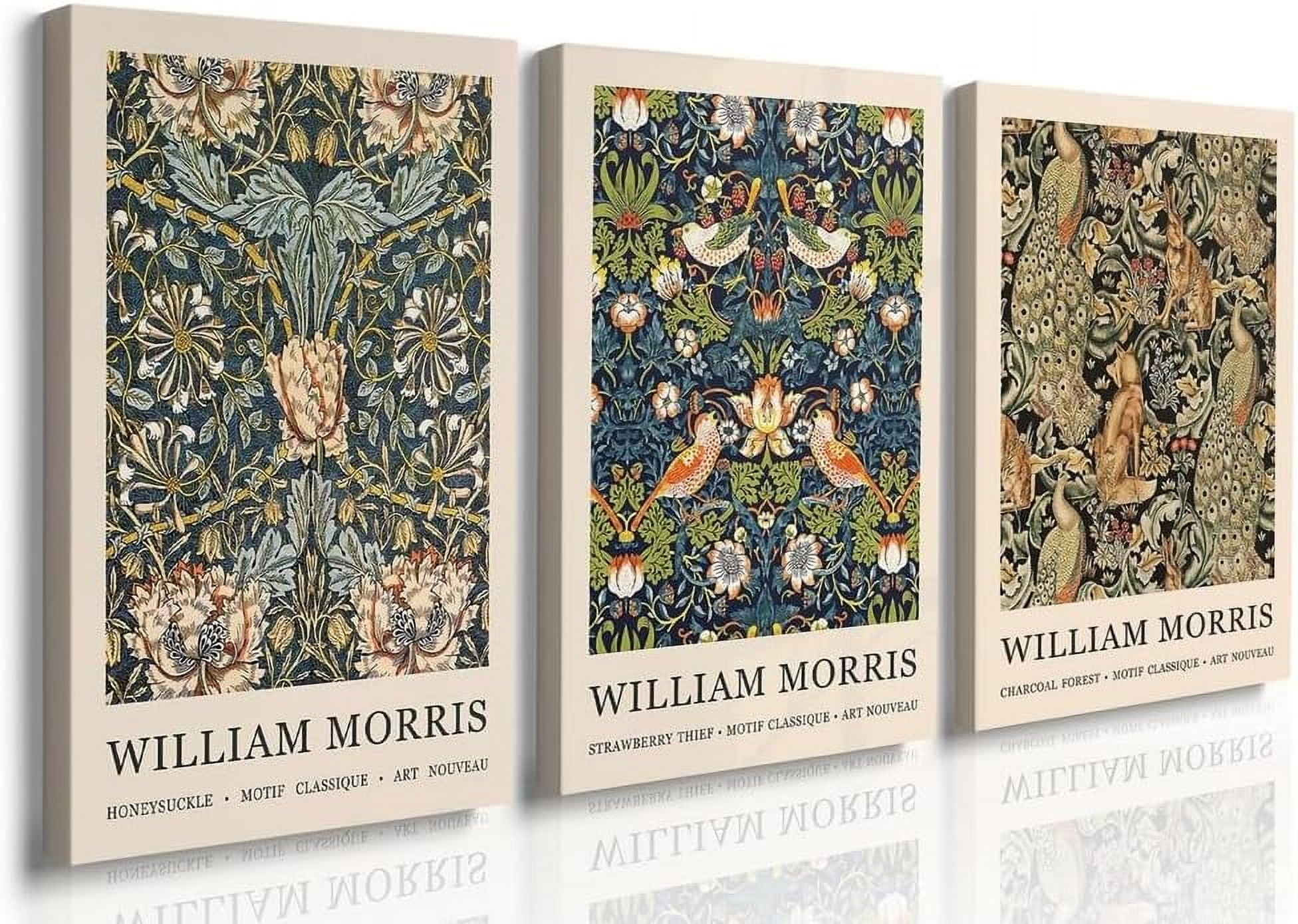 Hieng William Morris Animal Wall Art Set of 3 Fox Rabbit Owl Canvas ...