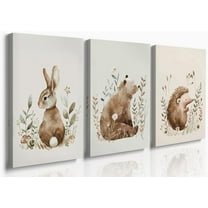 Hieng William Morris Animal Wall Art Set of 3 Fox Rabbit Owl Canvas Posters Prints Forest Wild Animal Pictures Paintings Gothic Botanical Floral Wall Decor for Bedroom Dark Academia Decor Unframed