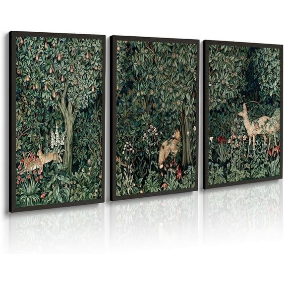 Hieng William Morris Wall Hieng Forest Animal Canvas Prints Wall Hieng Sets Farmhouse Living Room Decor Fox Rabbit Eagle Gothic Vintage Botanical Floral Oil Painting Pictures