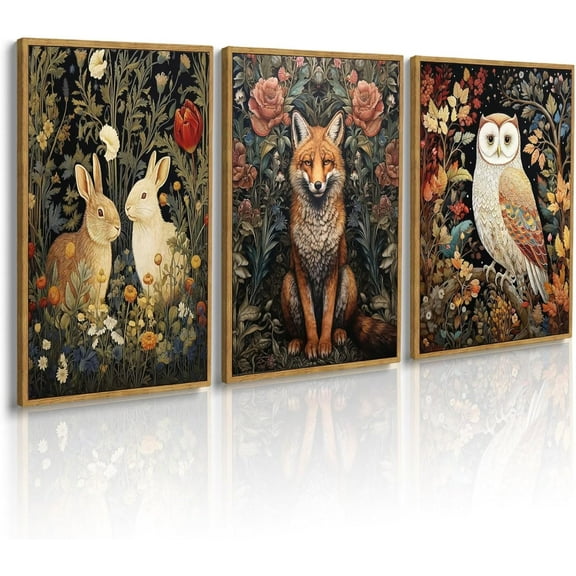 Hieng William Morris Wall Hieng Forest Animal Canvas Prints Wall Hieng Sets Farmhouse Living Room Decor Fox Rabbit Eagle Gothic Vintage Botanical Floral Oil Painting Pictures