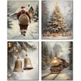 thumbnail image 1 of Hieng Winter Christmas Wall Art Prints Set of 4, Farmhouse Christmas Decor, Rustic Winter Santa Reindeer Forest Village Landscape Posters for Home Bedroom Living Room Decor Unframed, 1 of 6