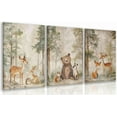 thumbnail image 1 of Hieng Woodland Animals Wall Hieng Set of 3, Baby Boy Wild Forest Animals Wall Decor, Deer Bear Fox Canvas Painting, Neutral Aesthetic Pictures for Kids Room Benroom Nursery Wood Framed, 1 of 6