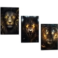 thumbnail image 1 of Hiengs Leopard Tiger Lion Wolf Wall Hieng Jungle Animal Portrait Canvas Prints Gold Palm Leaf Poster Pictures African Theme Paintings for Office Decor Framed, 1 of 6