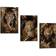 thumbnail image 1 of Hiengs Leopard Tiger Lion Wolf Wall Hieng Jungle Animal Portrait Canvas Prints Gold Palm Leaf Poster Pictures African Theme Paintings for Office Decor Framed, 1 of 6