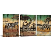 Hiengs Safari Animals Canvas Wall Hieng African Wildlife Prints Fall Animals Family Mom And Baby Pictures Wild Elephant Giraffe Zebra Hiengwork For Home Office Decor