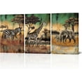 thumbnail image 1 of Hiengs Safari Animals Canvas Wall Hieng African Wildlife Prints Fall Animals Family Mom And Baby Pictures Wild Elephant Giraffe Zebra Hiengwork For Home Office Decor, 1 of 6