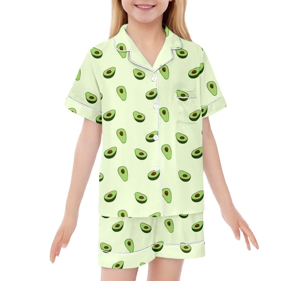 Hienoo 2-Piece Pajamas for Kids Girls Short Sleeve Top & Shorts Snug-Fit Sleepwear Outfits