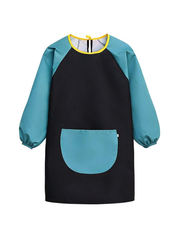 Art Apron for Kids Long Sleeve Color Block Painting Smock with Pocket, Sizes 1-12