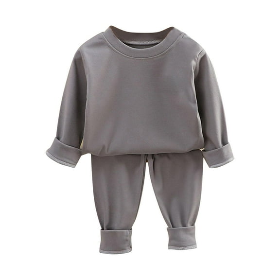Hienoo Baby Boys Pajamas Thermal Underwear Solid Long Sleeve Top Pants Sleepwear Outfits, 2-Piece