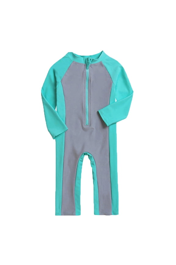 Girls Quick Dry Long Sleeve Sunsuit Rash Guard One-Piece Swimsuit with Hat, Sizes 1-2