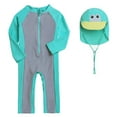 thumbnail image 1 of Hienoo Baby Boys Girls Long Sleeve Full Coverage One-Piece Swimsuit Sunsuit with Sun Hat, Sizes 1-7, 1 of 4