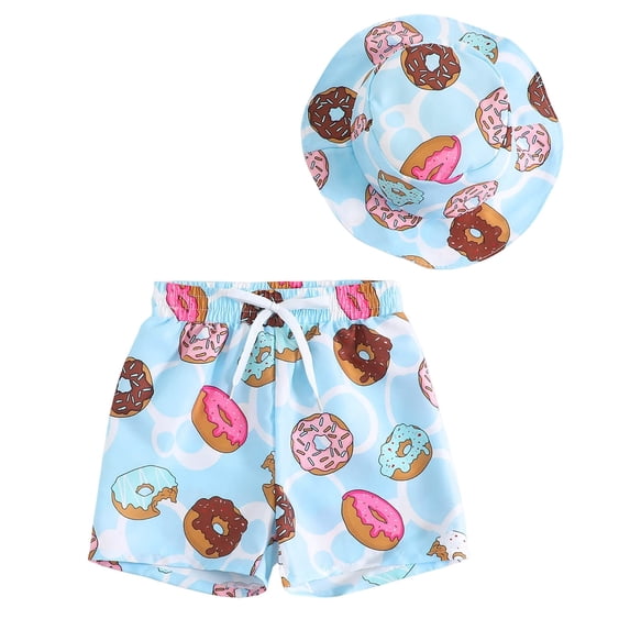 Hienoo Baby Boys Swim Trunks with Sun Hat Beach Pool Bathing Suit, 2-Piece, Sizes 6M-3T