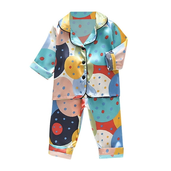 Hienoo Baby Kids Pajamas Boys Girls Animals Satin Button Down Shirt   Pants Sleepwear Set