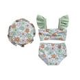 thumbnail image 1 of Hienoo Baby Swimwear Set Girls Bikini Swimsuit with Hat Bathing Suit, 3-Piece, 1 of 3