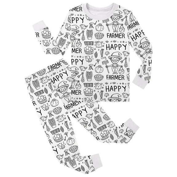 Hienoo Big Boys DIY Hand Painted Pajama Sets Coloring Sleepwear Long Sleeve Tshirt Pants