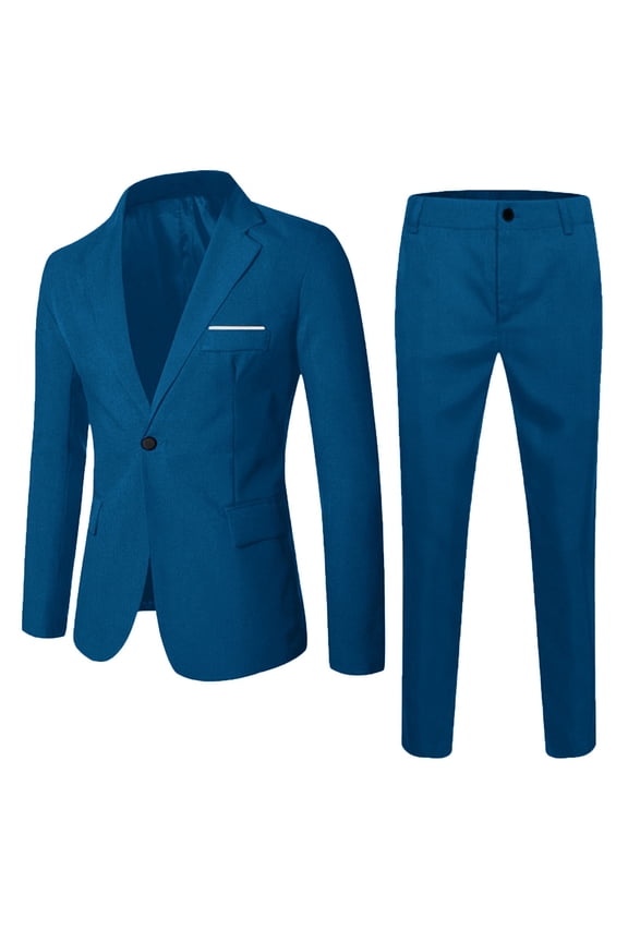 Big Boys Formal Suit Solid Blazer Waistcoat Trousers 2Pcs Party Outfits, Blue