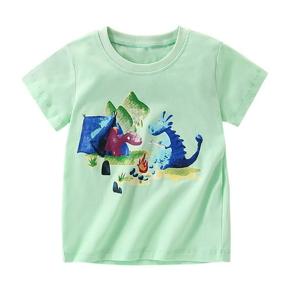 Hienoo Big Boys Graphic T-Shirt Dinosaur Print Short Sleeve T Shirt Tee, Sizes 18M-8Y