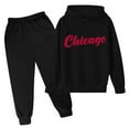 thumbnail image 1 of Hienoo Big Boys Hoodie Outfits Chicago Printed Hooded Sweatshirt Sweatpants 2Pcs Set, 1 of 2