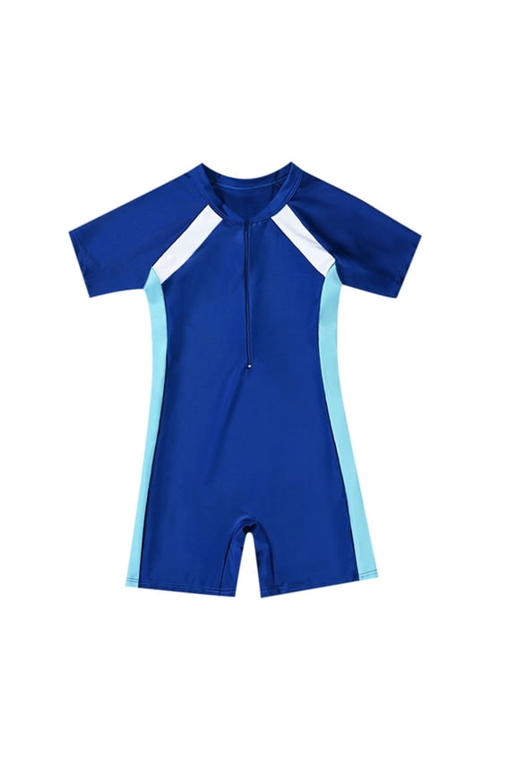 Big Boys One-Piece Swimsuit Quick Dry Short Sleeve Rash Guard Bathing Suit