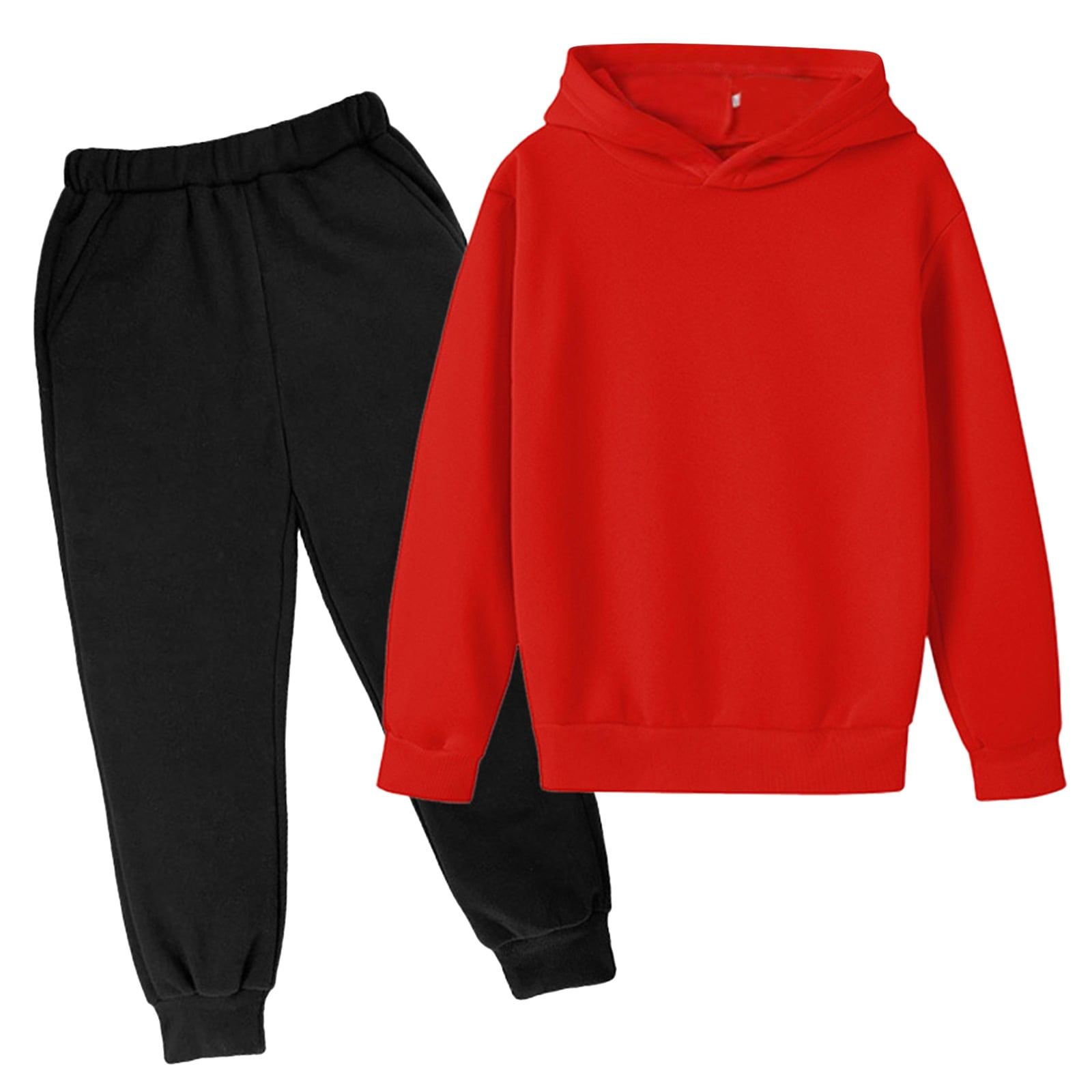 Hienoo Big Boys Outfit Set Solid Pullover Hoodie and Jogger Pant