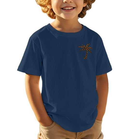 Hienoo Big Boys Summer Beach T Shirt Coconut Tree Print Short Sleeve T-Shirt Tee Top