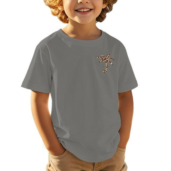 Hienoo Big Boys T Shirt Coconut Tree Print Short Sleeve T-Shirt Summer Casual Tshirt