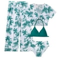 thumbnail image 1 of Hienoo Big Girls 4 Piece Swimsuit Tropical Print Halter Bikini Set Bathing Suits with Coverup, 1 of 5