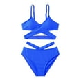 thumbnail image 1 of Hienoo Big Girls Bikini Swimsuit Solid Color Swimwear Beach Bathing Suit, 2-Piece, 1 of 5