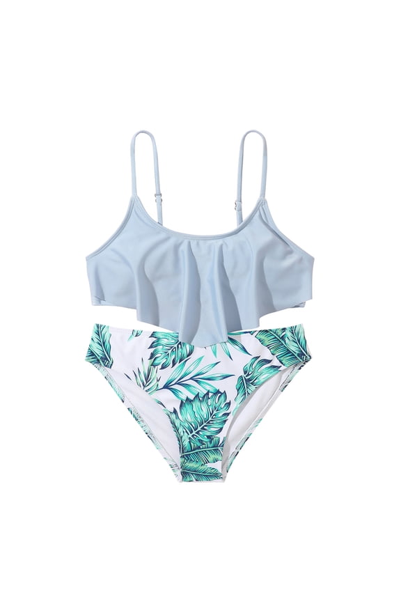 Big Girls Bikini Swimsuit Tropical Print Bathing Suit Beach Vacation Swimwear