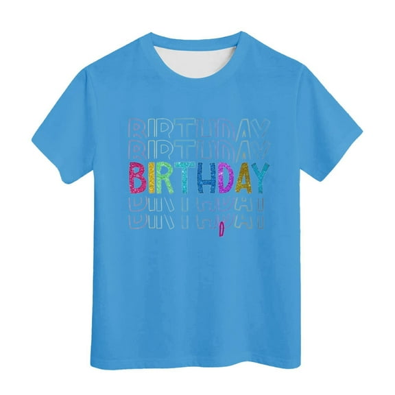 Hienoo Big Girls Birthday T-Shirt Letter Print Short Sleeve T Shirt Summer Casual Tee