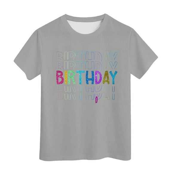 Hienoo Big Girls Birthday T-Shirt Letter Print Short Sleeve T Shirt Summer Casual Tee