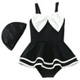 thumbnail image 1 of Hienoo Big Girls Bowknot Cute Swim Dress One-Piece Swimsuit with Swim Hat, Sizes 2-10, 1 of 2