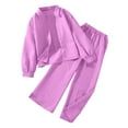 thumbnail image 1 of Hienoo Big Girls Casual Outfits Solid Color Long Sleeve Button-Down Shirt Pants 2Pcs Set, 1 of 4