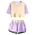 thumbnail image 1 of Hienoo Big Girls Casual Summer Outfits Color Block Short Sleeve T-Shirt Shorts Set, Sizes 13-14Y, 1 of 4