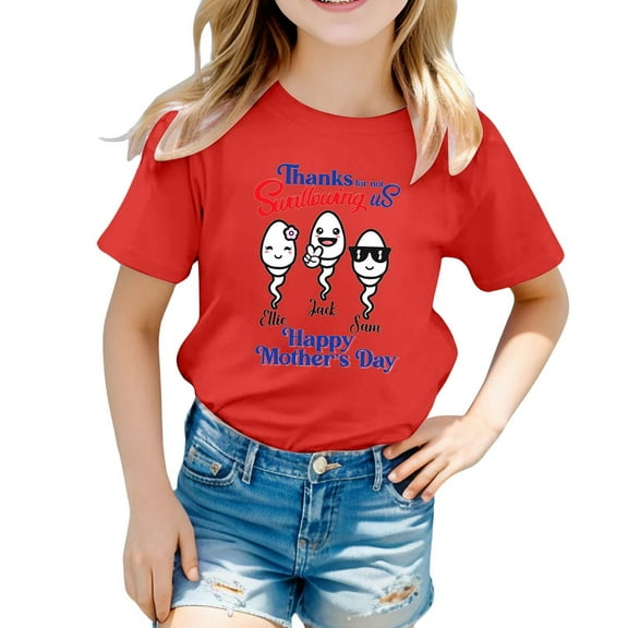 Hienoo Big Girls Mother's Day T-Shirt Short Sleeve Round Neck T Shirt Tee, Sizes 1-13