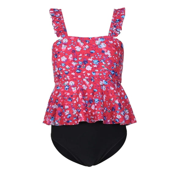 Hienoo Big Girls One-Piece Swimsuit Floral Beach Vacation Bathing Suit Kids Swimwear