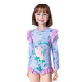 thumbnail image 1 of Hienoo Big Girls One-Piece Swimsuit Flower Print Long Sleeve Rashguard Bathing Suit, 1 of 8