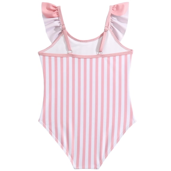 Hienoo Big Girls One Piece Swimsuit Ruffle Striped Swimwear Bathing Suit with UPF50+