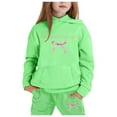 thumbnail image 1 of Hienoo Big Girls Outfits Bow Print Long Sleeve Hoodie Sweatpants Casual Sweatsuit, 1 of 3