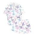 thumbnail image 1 of Hienoo Big Girls Pajama Set Butterflies Print Short Sleeve Shirt Shorts Sleepwear Outfit, 1 of 2