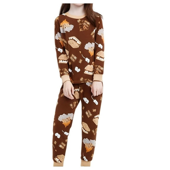 Hienoo Big Girls Pajamas Long Sleeve Top and Pants Sleepwear Outfits 2-Piece Homewear
