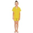 thumbnail image 1 of Hienoo Big Girls Short Sleeve Button-Down Pajamas Unisex Solid Cozy Sleepwear Homewear, 1 of 3
