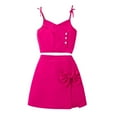 thumbnail image 1 of Hienoo Big Girls Solid Color Camisole Top Bow Skirt Set Fashion Summer Outfits, Red, 1 of 3