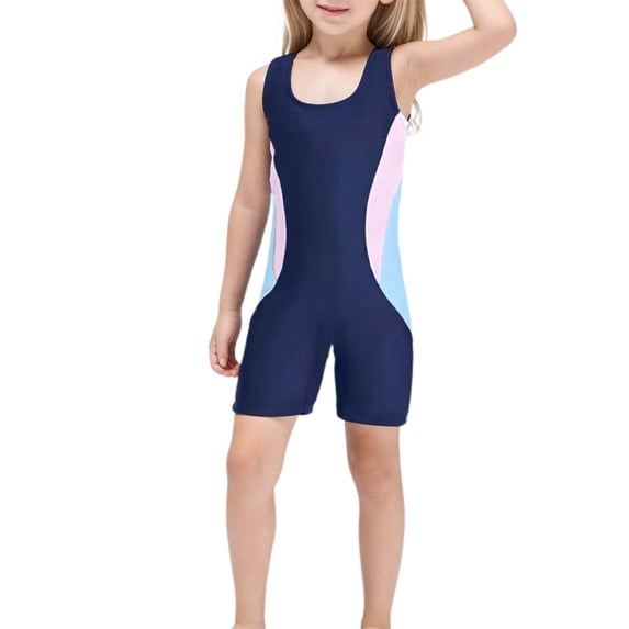 Hienoo Big Girls Sport One-Piece Swimsuit Sleeveless Quick Dry Rash Guard Bathing Suit