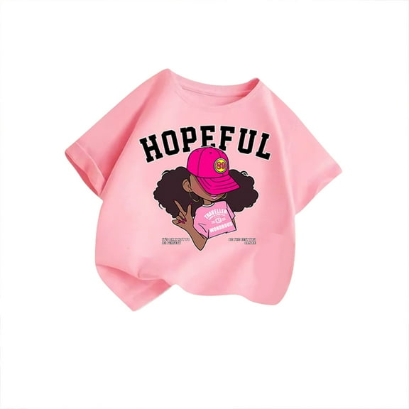 Hienoo Big Girls Summer Casual T-Shirt Short Sleeve Cartoon Print T Shirt, Sizes 3-14