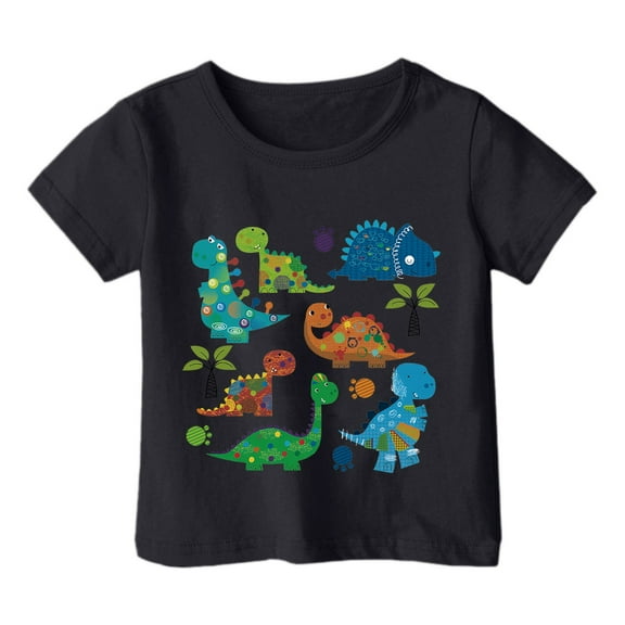 Hienoo Big Girls T-Shirt Dinosaur Print Loose Short Sleeve T Shirt Summer Casual Tshirt