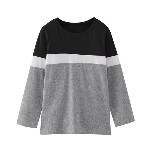 Hienoo Big Girls T-Shirt Long Sleeve Round Neck T-Shirt Kids Loose Leisure Undershirt
