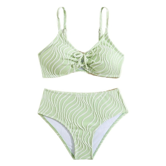Hienoo Big Girls Texture Bikini Swimsuit Casual Quick Dry Bathing Suit Kids Swimwear